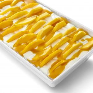 Fresh mango yoghurt tray from Top Fruit Market Greenacre Sydney with creamy yoghurt and sliced ripe mango.