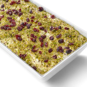 Fresh pistachio cranberry yoghurt tray from Top Fruit Market Greenacre Sydney with creamy yoghurt, pistachios, and cranberries.