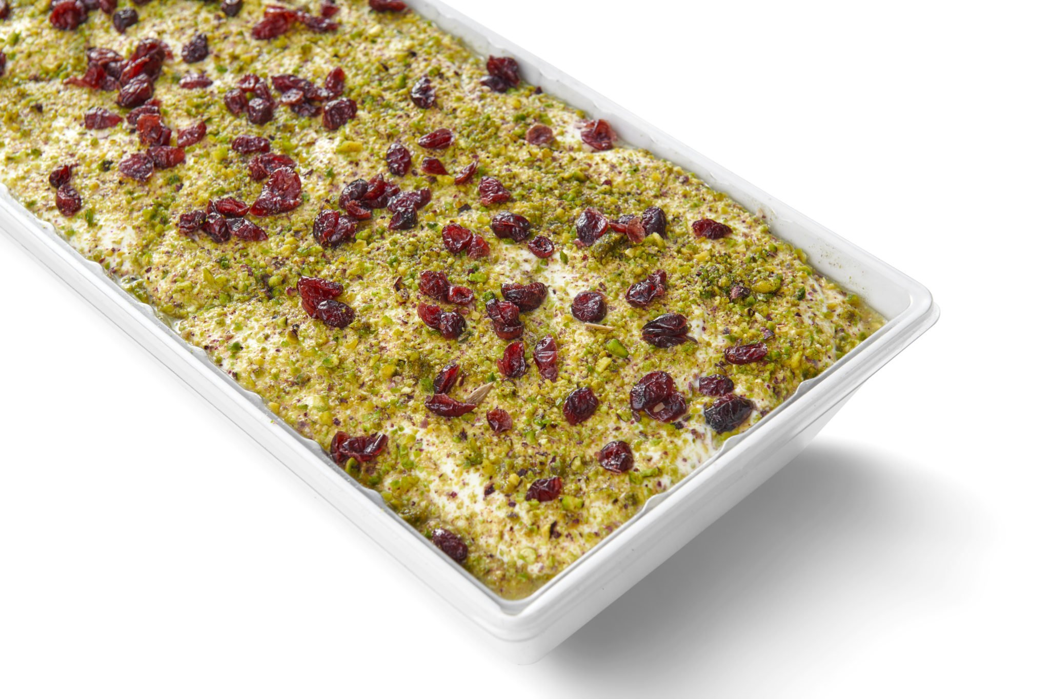 Fresh pistachio cranberry yoghurt tray from Top Fruit Market Greenacre Sydney with creamy yoghurt, pistachios, and cranberries.