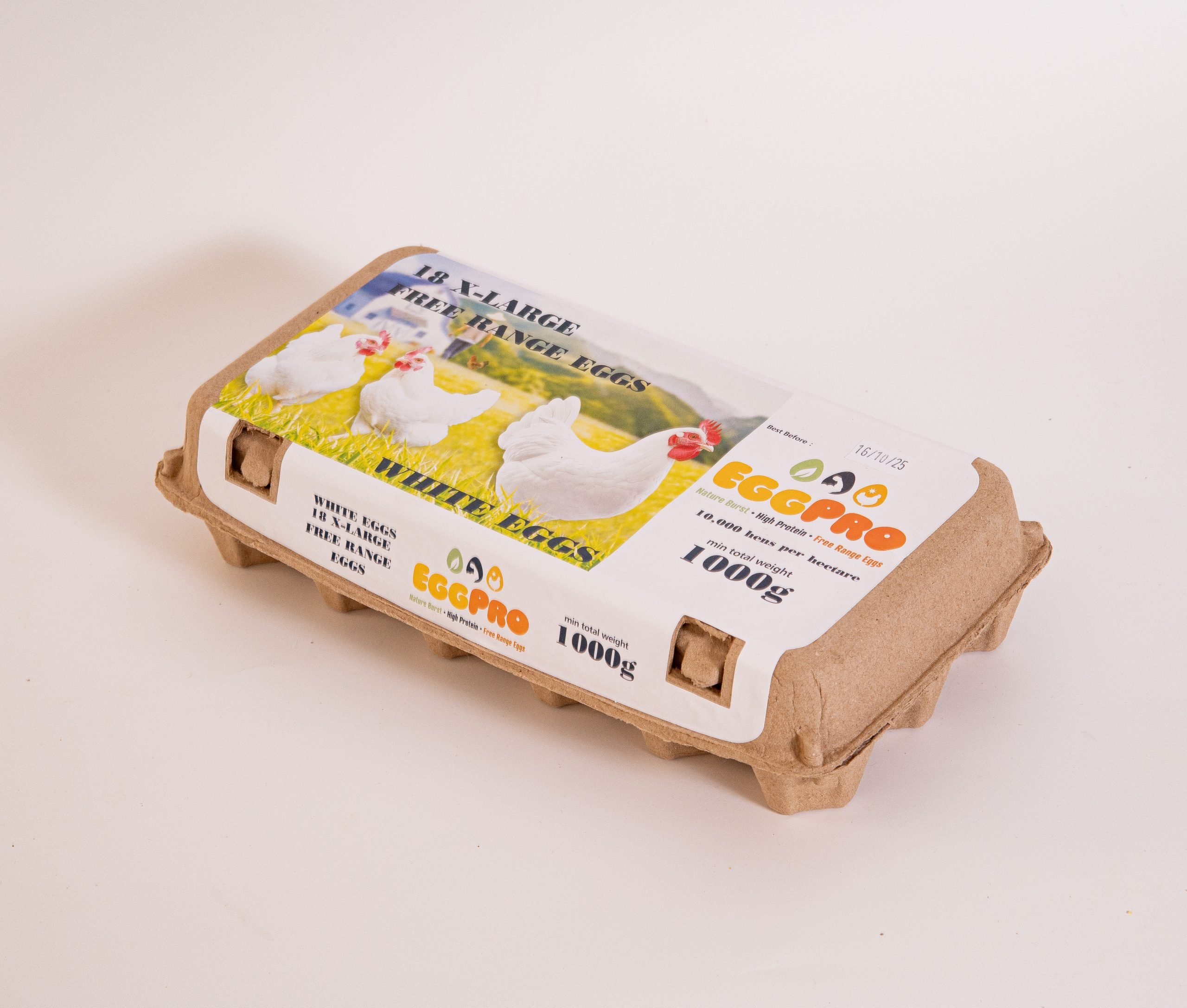 EGGPRO 18 Pack Free Range White Eggs from Top Fruit Market Greenacre Sydney, fresh free range eggs in a tray of 18.